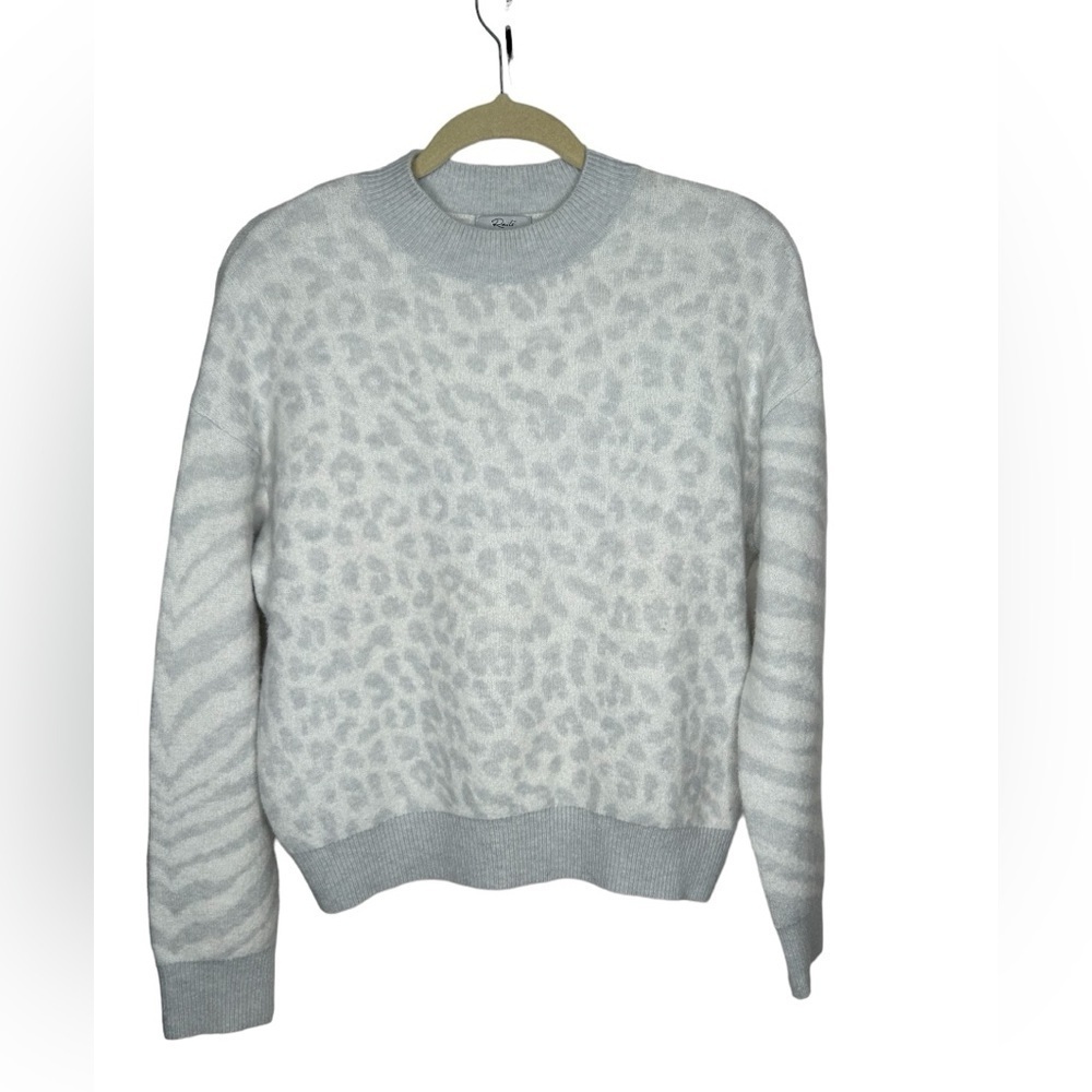 Rails Wool Cashmere Blend Fuzzy Soft Animal Print Mock Neck Sweater Women’s XS